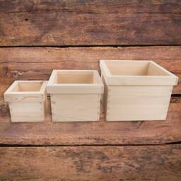 Square Wooden Decorative Flower Pot - Choice Of Sizes Window Planter Trough Box Herb Basket Untreated & Unpainted Pine Craft Staining - thumbnail 4