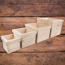 Square Wooden Decorative Flower Pot - Choice Of Sizes Window Planter Trough Box Herb Basket Untreated & Unpainted Pine Craft Staining - thumbnail 1