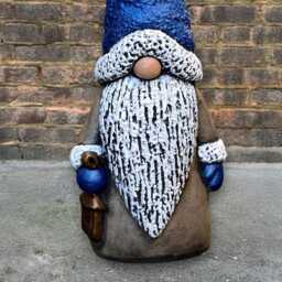 Handmade Gnome Statue Concrete Garden Dwarf Figurine Outdoor Fantasy Elf Sculpture Stone Christmas Ornament Holiday Decor Xmas Gift - thumbnail 2