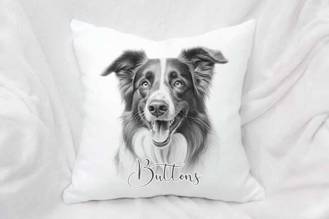 Personalised Large Sketch Drawing Dog Cushion, 10 Breeds, , Cuddle Pillow, Birthday Gift - image 1