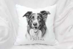 Personalised Large Sketch Drawing Dog Cushion, 10 Breeds, , Cuddle Pillow, Birthday Gift - thumbnail 1