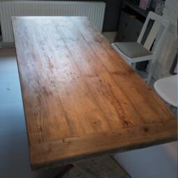 Solid Pine Wood Rustic Dining Table With Cross X Legs. Kitchen Table Made To Any Size From Thick Rustic Wood - thumbnail 3