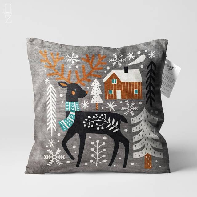 Christmas Cushion Cover With Reindeer Themed, Double Sided Printing Pillow On The Soft Chenille Multi Size Options, Oeko-Tex - image 1