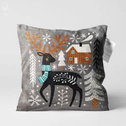 Christmas Cushion Cover With Reindeer Themed, Double Sided Printing Pillow On The Soft Chenille Multi Size Options, Oeko-Tex - thumbnail 1