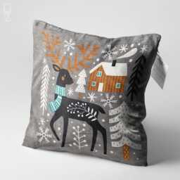 Christmas Cushion Cover With Reindeer Themed, Double Sided Printing Pillow On The Soft Chenille Multi Size Options, Oeko-Tex - thumbnail 3