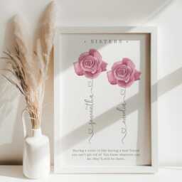 Personalised Birth Flower Sister Print - Floral Quote Wall Art Framed Or Unframed - thumbnail 3