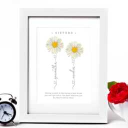 Personalised Birth Flower Sister Print - Floral Quote Wall Art Framed Or Unframed - thumbnail 2