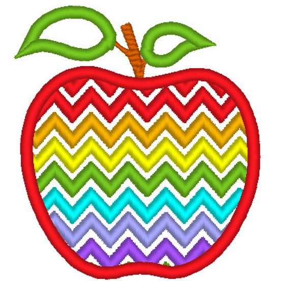 Teacher Rainbow Apple Chevron Monogram Bx Also All Other - .pes .hus .dst .vp3 .vip .xxx .exp . Jef - Embroidery Design
