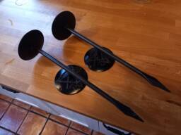 Ooak Unique Upcycled Recycled Resculpted Black Pair Of Candle Holders With Sigil Satan Symbol Goth Gothic Witchy Satanic Occult - thumbnail 1