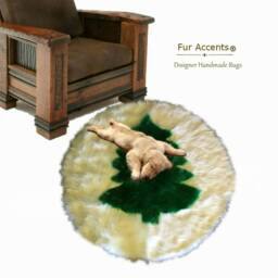 All I Want Fur Christmas - Soft Faux Tree Skirt Area Accent Rug Thick Round White Shag Pine Log Cabin Decor Accents - thumbnail 2
