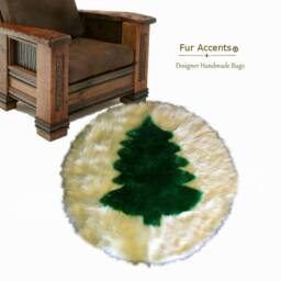 All I Want Fur Christmas - Soft Faux Tree Skirt Area Accent Rug Thick Round White Shag Pine Log Cabin Decor Accents - thumbnail 3
