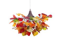 Lighting Hanging Chandeliers With Autumn Color Flowers & Leaves