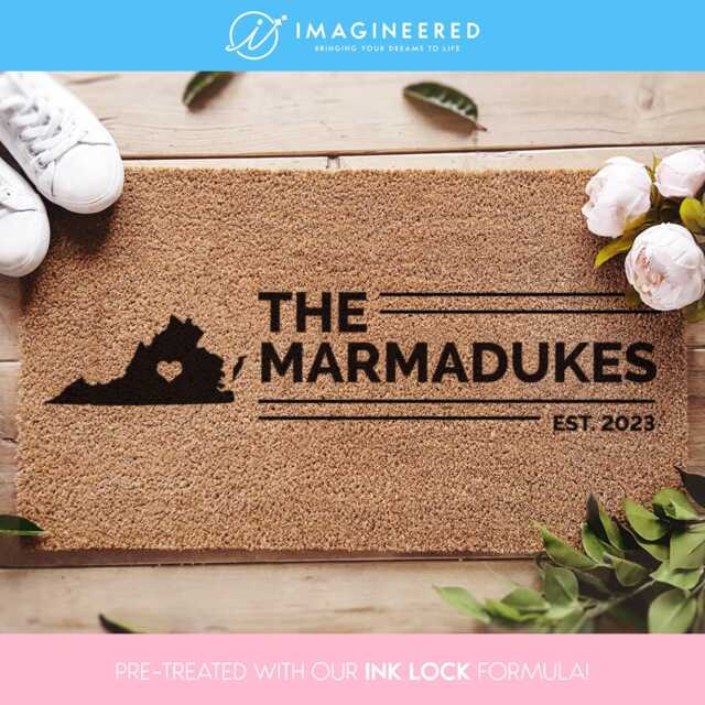 Custom Us State Doormat - Virginia Mat Usa Map Custom Family Name Door New Home Gifts Personalized Gift - image 1