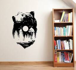 Grizzly Bear Wall Decal Fauna Forest Wildlife Vinyl Sticker Nature Art Home Interior Living Kids Room Playroom Bedroom Animal Decor 1Ber