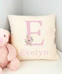 Personalised Cushion Kids, Dusky Pink Nursery, Children Cushion, Floral Nursery Decor, Flower Accessories, Dusty - thumbnail 1