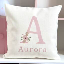 Personalised Cushion Kids, Dusky Pink Nursery, Children Cushion, Floral Nursery Decor, Flower Accessories, Dusty - thumbnail 2