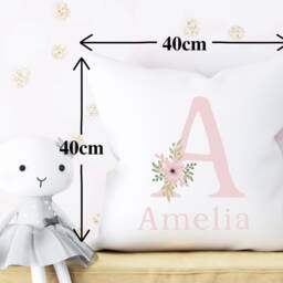 Personalised Cushion Kids, Dusky Pink Nursery, Children Cushion, Floral Nursery Decor, Flower Accessories, Dusty - thumbnail 3
