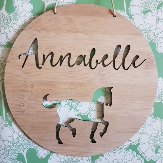 Personalised Wooden Wall/Door Hanging - Horse Pony-Wall Hanging-Wall Art-Wooden Sign-Custom-Kids Gift-Baby Gift-Lasercut - image 1