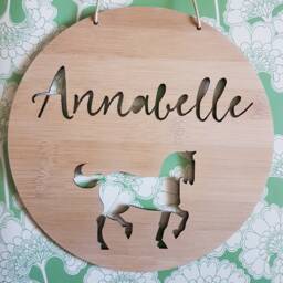Personalised Wooden Wall/Door Hanging - Horse Pony-Wall Hanging-Wall Art-Wooden Sign-Custom-Kids Gift-Baby Gift-Lasercut - thumbnail 1