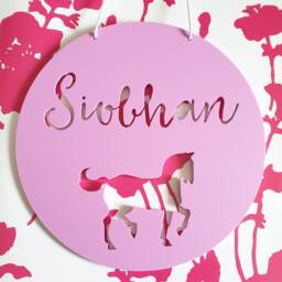 Personalised Wooden Wall/Door Hanging - Horse Pony-Wall Hanging-Wall Art-Wooden Sign-Custom-Kids Gift-Baby Gift-Lasercut - thumbnail 3
