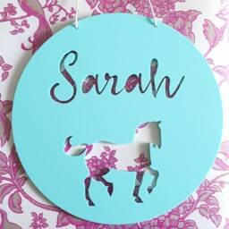 Personalised Wooden Wall/Door Hanging - Horse Pony-Wall Hanging-Wall Art-Wooden Sign-Custom-Kids Gift-Baby Gift-Lasercut - thumbnail 2