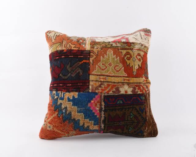 Turkish Kilim Pillow Cover - 20x20 Inch Vintage Anatolian Home Decor - image 1