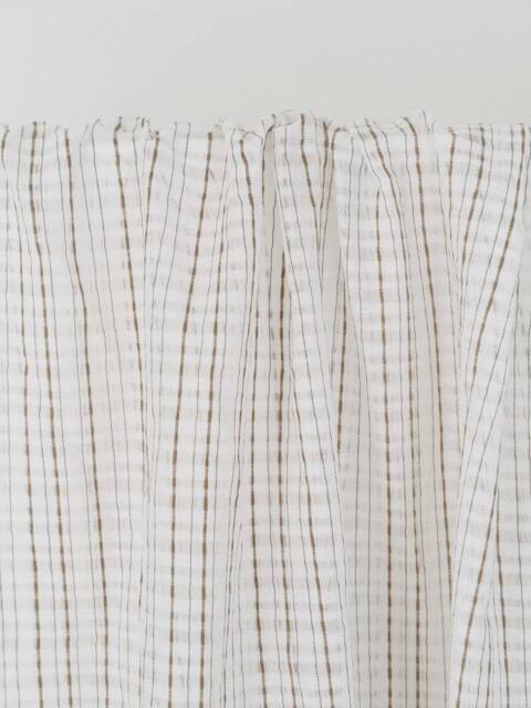 Sadie Striped Sheer Curtain, Faux Linen Custom Curtain Panel, Livingroom Extra Long 1Pc - image 1