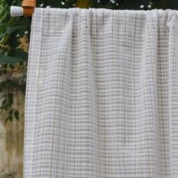 Sadie Striped Sheer Curtain, Faux Linen Custom Curtain Panel, Livingroom Extra Long 1Pc - thumbnail 3