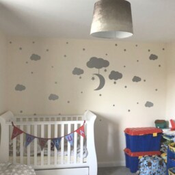 Moon Clouds & Stars Nursery Wall Decor Sticker, Clouds Moon Decal, Stars Decor, Nursery - thumbnail 2