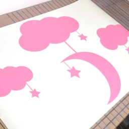 Moon Clouds & Stars Nursery Wall Decor Sticker, Clouds Moon Decal, Stars Decor, Nursery - thumbnail 3