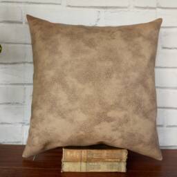 Terracotta Faux Leather Pillow Cover Brown Linen Back - thumbnail 4
