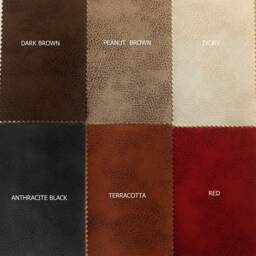 Terracotta Faux Leather Pillow Cover Brown Linen Back - thumbnail 3