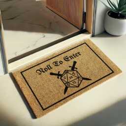 Critical Role Inspired Doormat, Roll For Initiative, D20 Dice Gift Him, Geek To Enter Or Die, Dnd Themed Front Door Mat - thumbnail 3
