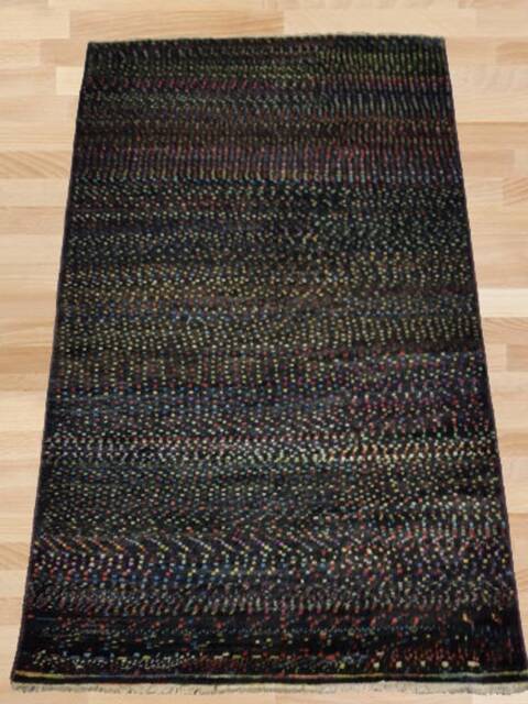 Black Afghan Gabbeh Rug, Handwoven Wool Floor Rug - 192x121 cm - image 1