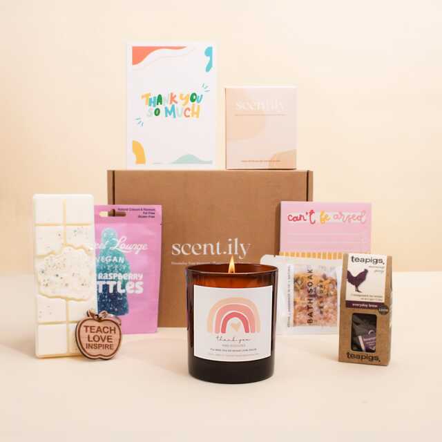Personalised End Of School Teacher Gift Box - Thank You Candle With Custom Message Appreciation Set Term Idea - image 1