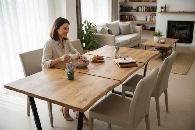 Industrial Steel Calia Frame Extendable Rustic Dining Table - image 1