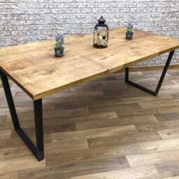 Industrial Steel Calia Frame Extendable Rustic Dining Table - thumbnail 4