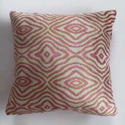 Silk Velvet Cushion Cover, Pink Ikat Pillow, Turkish Jacquard Cushion, Decorative Pillowcase 16''x16''/40x40 cm