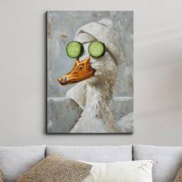 Duck Beauty Care Towel Bath Tub Framed Poster Print & Canvas Wall Decor Art Painting Bedroom Home Bathroom Funny Animal Lover Gift