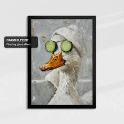 Duck Beauty Care Towel Bath Tub Framed Poster Print & Canvas Wall Decor Art Painting Bedroom Home Bathroom Funny Animal Lover Gift - thumbnail 2