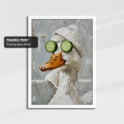 Duck Beauty Care Towel Bath Tub Framed Poster Print & Canvas Wall Decor Art Painting Bedroom Home Bathroom Funny Animal Lover Gift - thumbnail 3