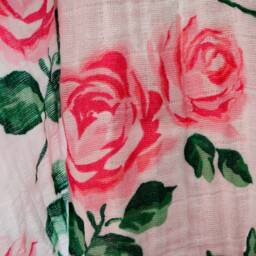 Pink Roses Floral Gauze Swaddle Blanket, Baby Shower Gift, Girl Gift, Flower Lightweight For Newborns - thumbnail 2