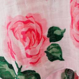 Pink Roses Floral Gauze Swaddle Blanket, Baby Shower Gift, Girl Gift, Flower Lightweight For Newborns - thumbnail 3