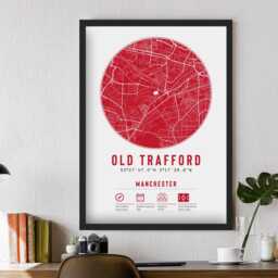 Old Trafford in Manchester Stadium Map - Prints & Frames Available Art Artwork Football Gift Dad Brother Boyfriend Fan Grandad Christmas - thumbnail 2