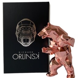 Richard Orlinski Bear Spirit Sculpture Pink Gold Resin Limited Edition - thumbnail 2