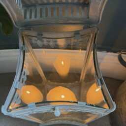 Ornate Curved Glass Grey Metal Victorian Style Candle Holder Lantern - thumbnail 4