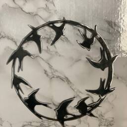 Swift Swallow Bird Wreath Hoop Circle Brushed Steel Wall Art Modern Home Design Present Gift Ideas - thumbnail 2