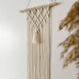 Big Macrame Wall Hanging For Boho Apartment, Nordic Style Interior Decor, Above Couch Tapestry, Gift Woman, Unique Geometric Pattern - thumbnail 4