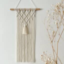 Big Macrame Wall Hanging For Boho Apartment, Nordic Style Interior Decor, Above Couch Tapestry, Gift Woman, Unique Geometric Pattern - thumbnail 3