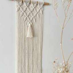 Big Macrame Wall Hanging For Boho Apartment, Nordic Style Interior Decor, Above Couch Tapestry, Gift Woman, Unique Geometric Pattern - thumbnail 2